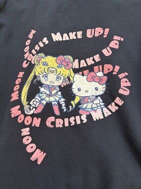 Black Sailor Moon x Hello Kitty Graphic Sweater - Pink Print